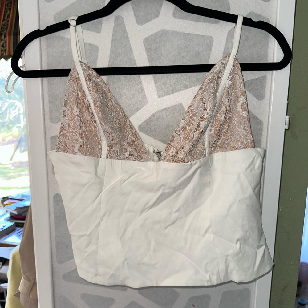 White Fox White lace V Neck Tank